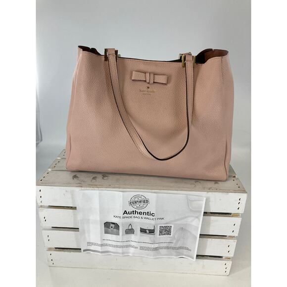 KATE SPADE LARGE DUSTY PINK PEBBLED LEATHER SHOULDER BAG - Picture 1 of 15